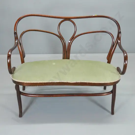 bentwood velvet upholstered 2 seater seat H-88. W-1060 D-530