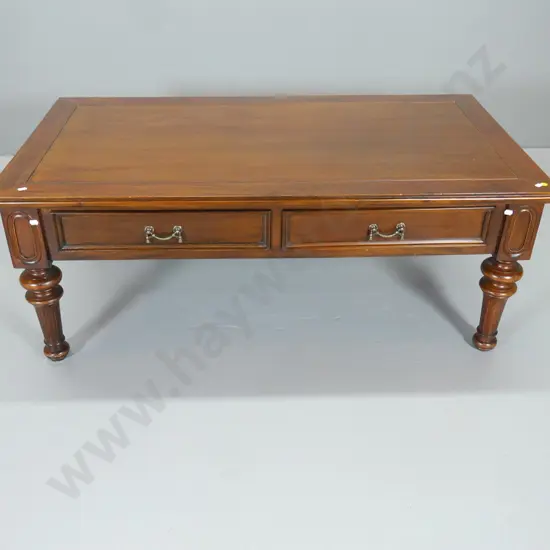 solid wood reproduction coffee table with brass drop handles H-470 W-1200 D-660