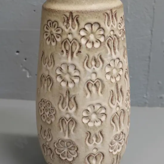 German pottery vase with impressed floral pattern H-310