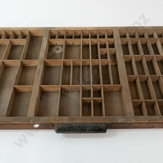 vintage printer's type tray - handle marked Hamilton W-820 D-420