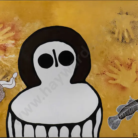 boxed oil on canvas -  Aboriginal themes H-910 W-1230