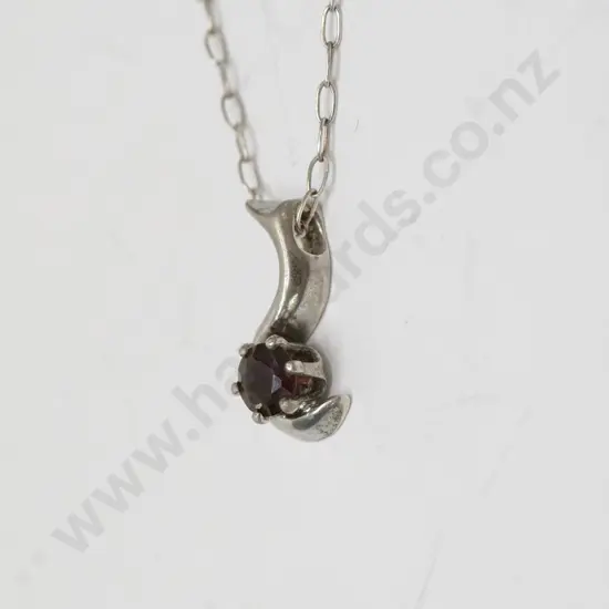 silver garnet necklace stamped 925