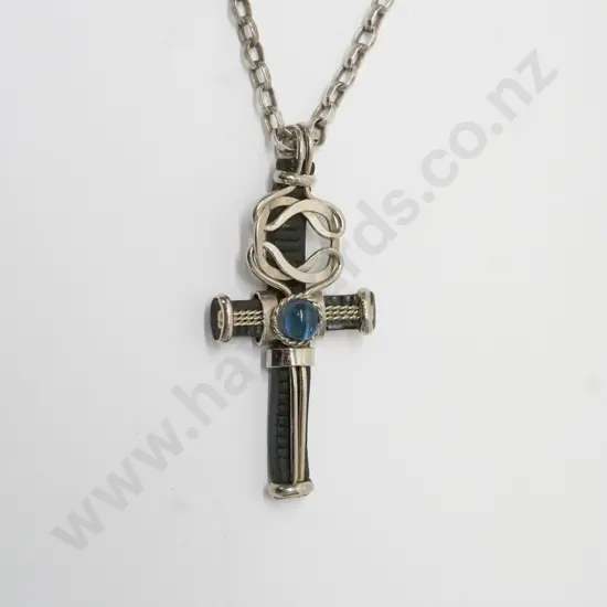 silver cross on belcher chain stamped 925