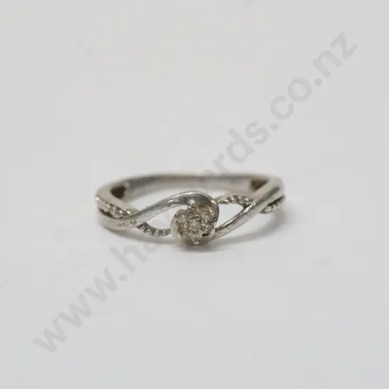 silver cz dress ring stamped 925  MHJ
