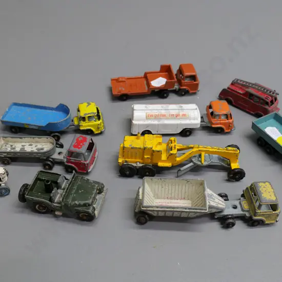 assorted miniature Fun Ho vehicles and one other tractor - overall wear and tear