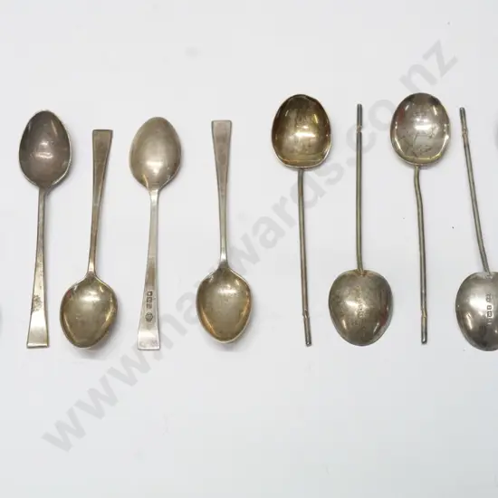 5 silver teaspoons marked 'anchor, lion, K'  & 5 teaspoons marked 'crown, lion, N