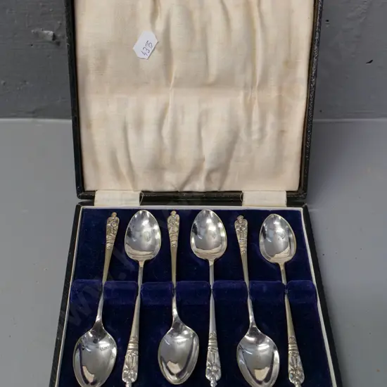 cased set of 6 English plated apostle teaspoons