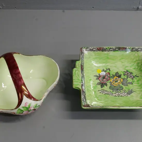 Arthur Wood floral bowl W-260 and a Maling thumbprint basket bowl