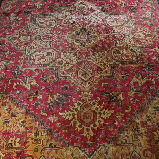 large Persian style wool floor rug - red, gold, browns L-3630 W-2670