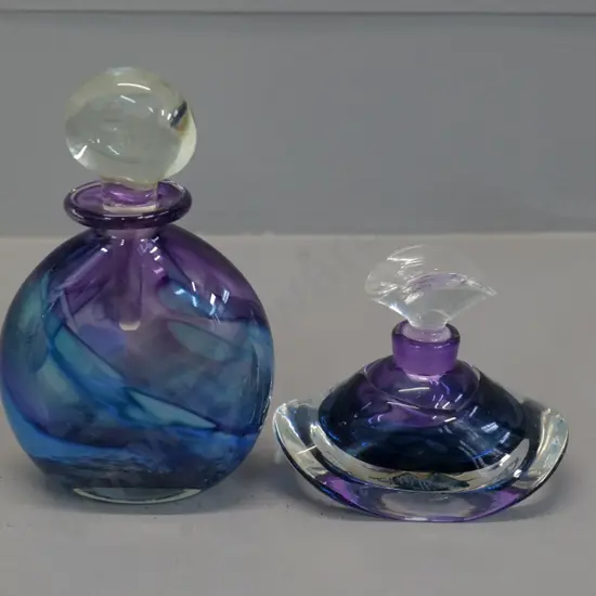 2 art glass scent bottles, one signed 'M Williams' other has illegible signature, H-130