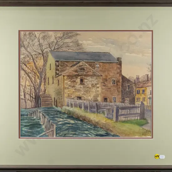 framed watercolour - mill house H-330 W-400