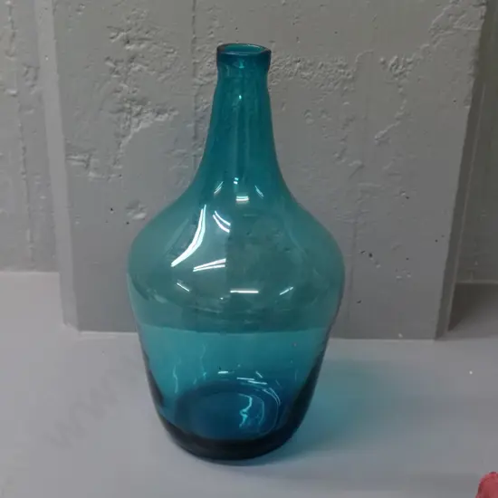 teal blue glass demi-John vase H-420 Diameter 200