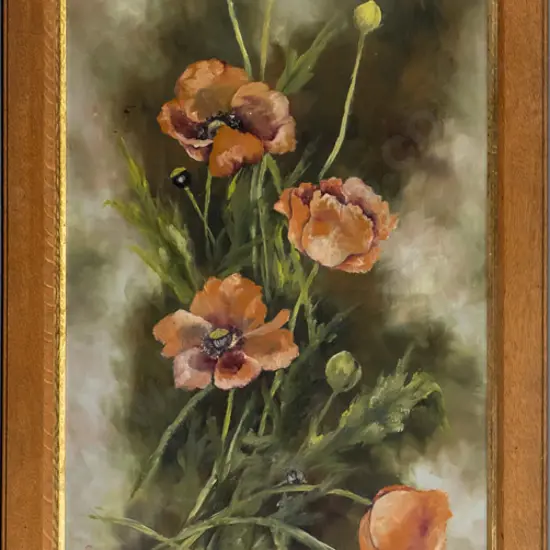 Q MacKay - framed oil - poppies H-1180 W-430