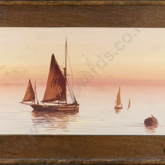 framed watercolour  - boats (underside of glass needs a clean) H-170 W-320