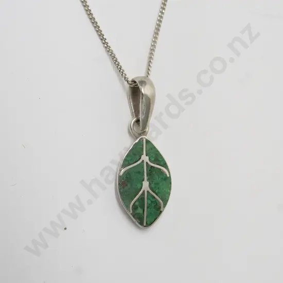 silver leaf necklace stamped 925