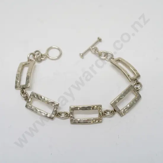 silver rectangle link bracelet stamped 925