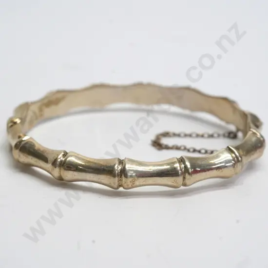 silver bangle with safety chain stamped stg sil