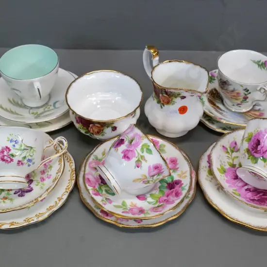 Royal Albert teaware - 5 trios and an Old Country Roses cream & sugar