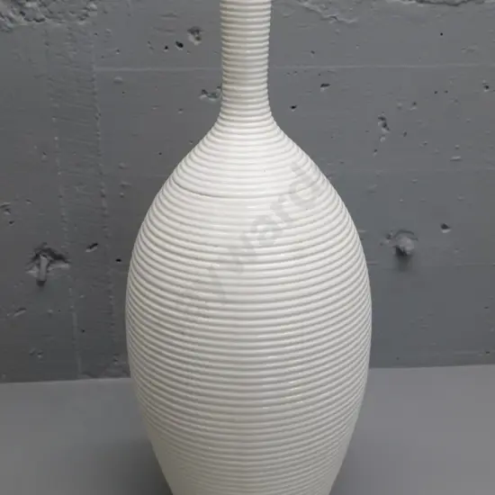 large narrow-neck pottery vase with ribbed pattern - no maker's mark H-610 Diameter approx. 240