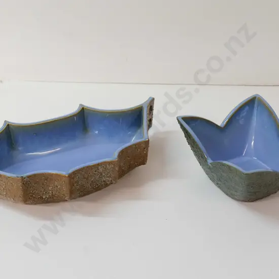 2 Ikebana style pottery vases - larger is L-340 W-170