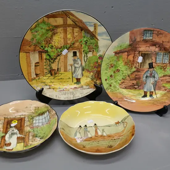 4 pieces of Royal Doulton china - 3 Gaffers, larger plate is D-270, and one Welsh women bowl
