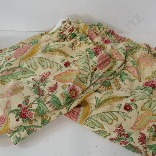 pair of Sanderson printed linen lined curtains - each H-2050 W-1900