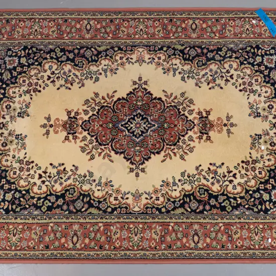 wool Persian style floor rug - red, cream & black L-1850 W-1320