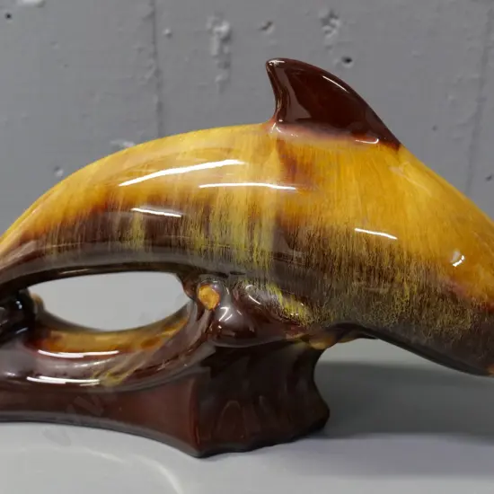 Blue Mountain brown & gold dolphin figure H-180 L-350