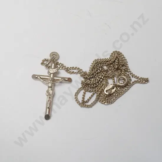 silver crucifix necklace stamped 925