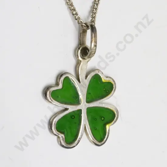 four leaf clover necklace chain stamped 925