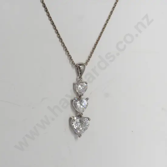 silver cz necklace stamped 925
