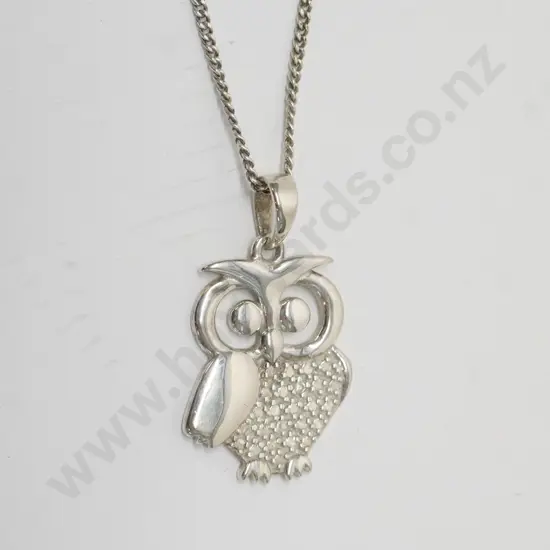 silver owl pendant stamped 925