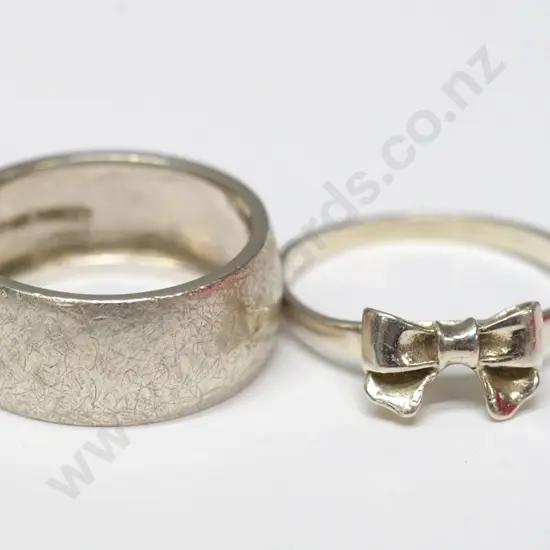 silver plain ring &  silver bow ring both stamped 925