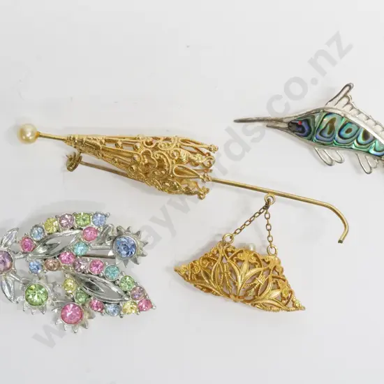 3 costume brooches
