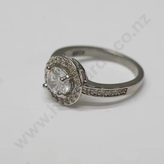 silver cz dress ring stamped 925