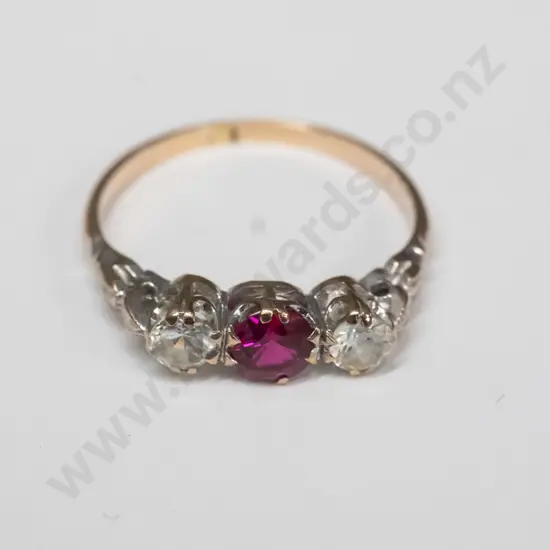 9ct ruby & cz dress ring