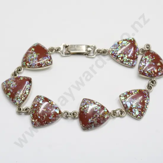 silver speckled  bracelet stamped s sil