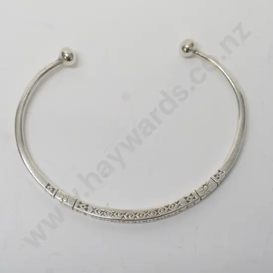 silver half bangle stamped 925