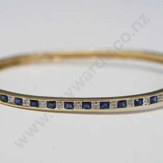 sapphhire & cz bangle stamped 375