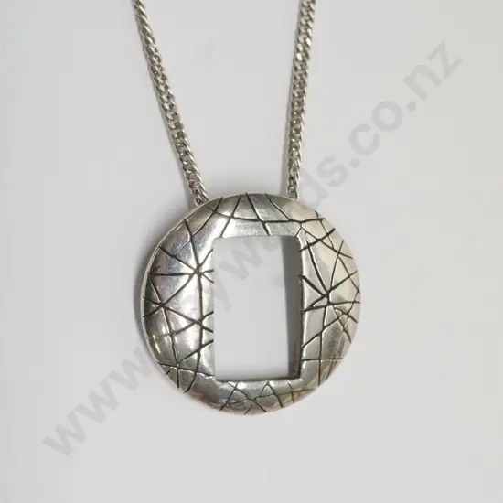 silver necklace on long chain stamped 925