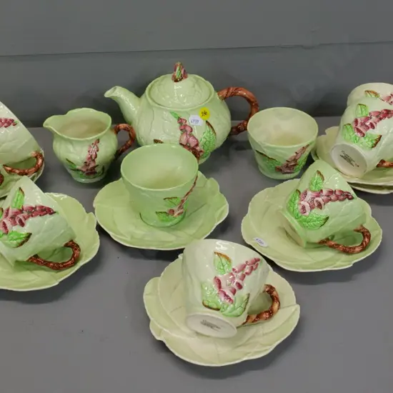 Carlton ware Foxglove pattern teaware - 3 piece tea set and 8 cups & saucers