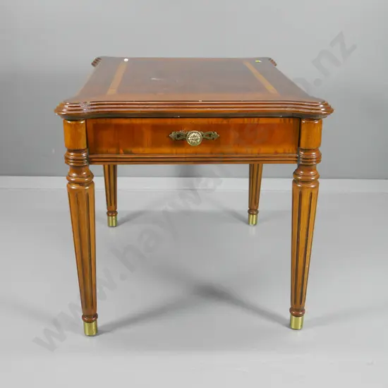 reproduction Regency style side/lamp table w/ drawer, inlaid veneer top H560 W550 D680