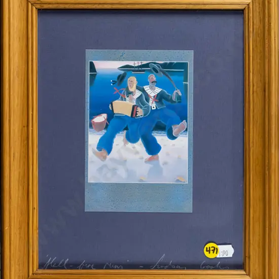 signed Lindsay Crooks framed digital print "Hell-fire rum" H-150 W-100