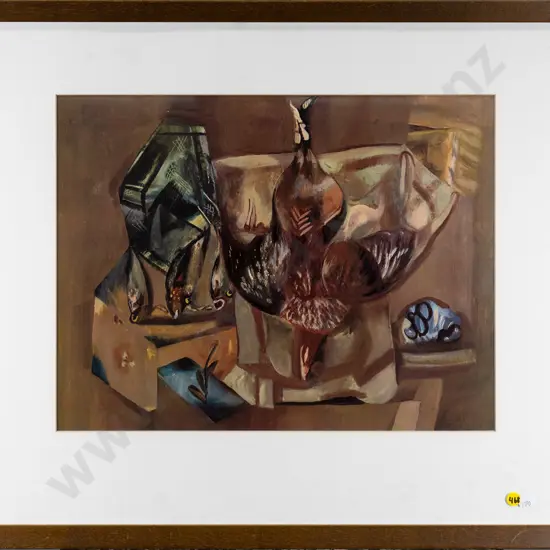 framed Frances Hodgkins print '"Red Cockerel" H-340 W-440 (slight foxing to surround)