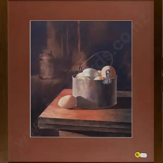 framed Steve Harris print - still life eggs H-300 W-260