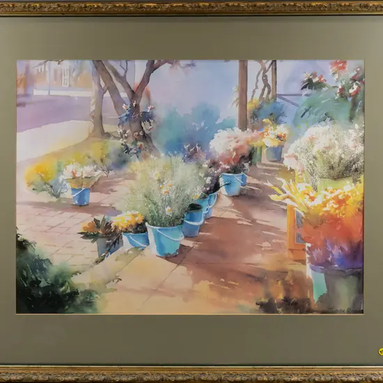 framed print - plants in buckets H-540 W-700