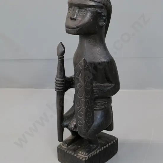 hand-carved hardwood warrior figure from Borneo H-340