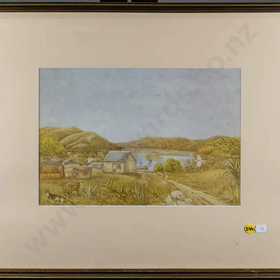 framed print - early Dunedin 1851 (foxing) H-210 W-310