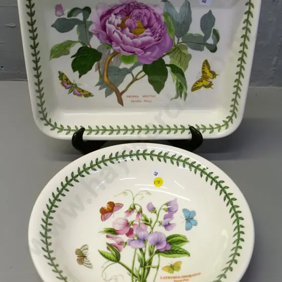 2 Portmeirion Botanic Garden serving items - bowl and rectangular dish L-310 W-250