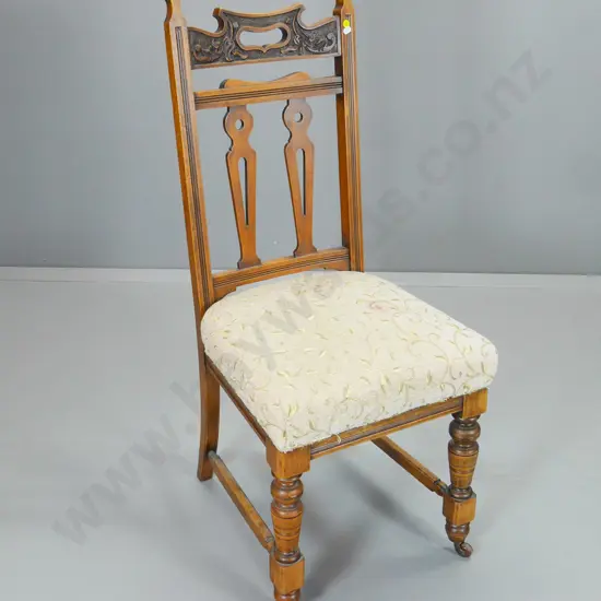 arts and crafts turned leg splat back upholstered dining chair H-1060 W-450 D-450